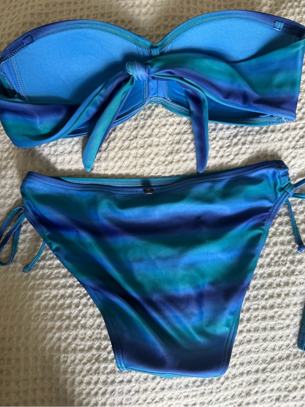 La vie en Rose Blue-Green Tie-Front Bikini Set - Swim Top & Bottom